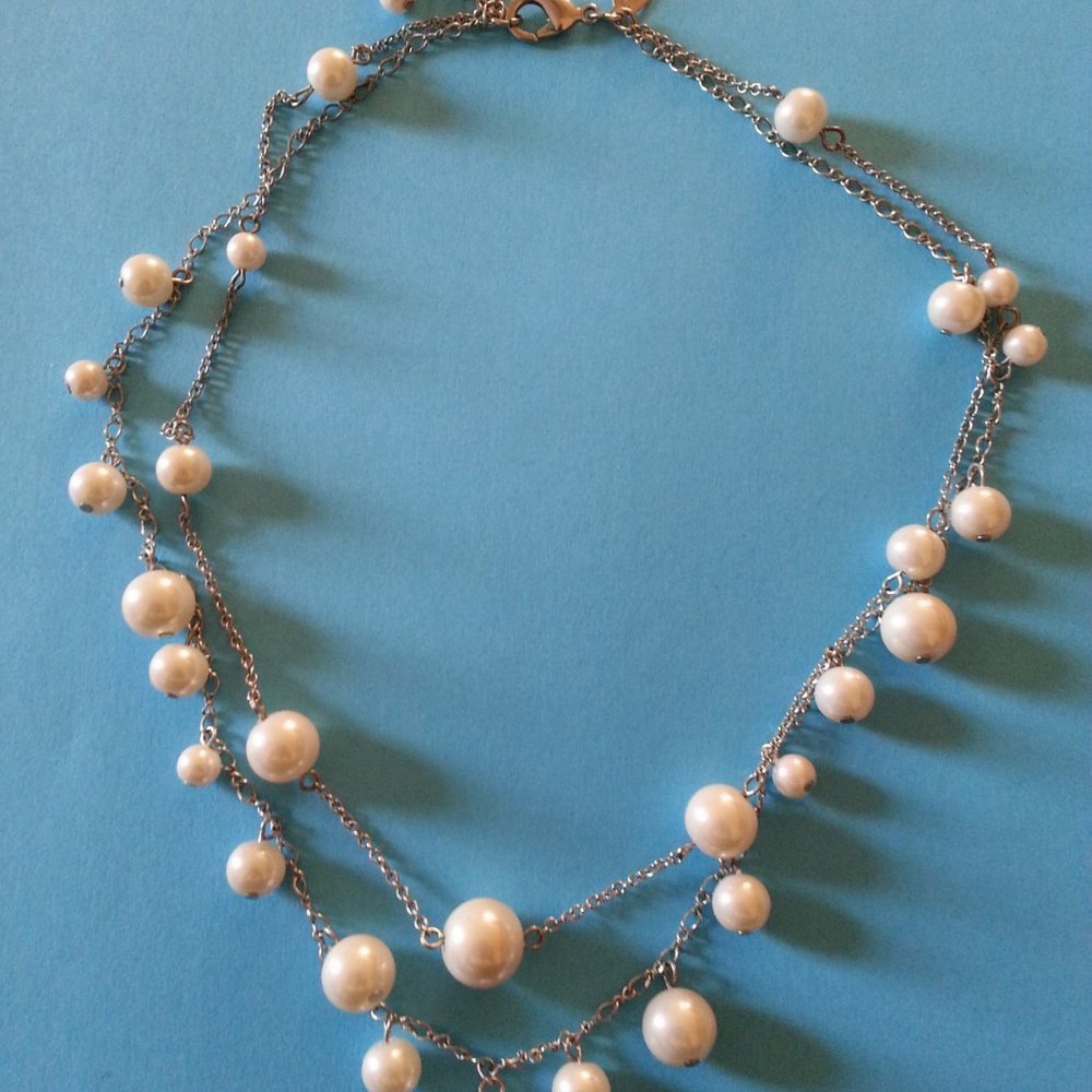 NWT Always Classic Two Strand Faux Pearl Necklace